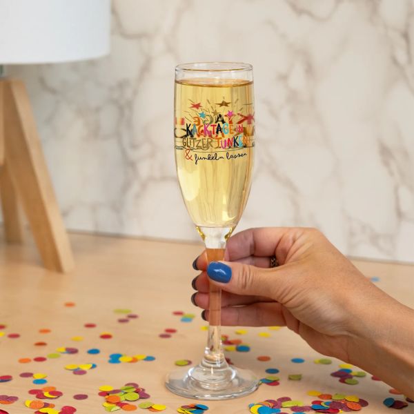 Sektglas " Kacktage in Glitzer tunken "