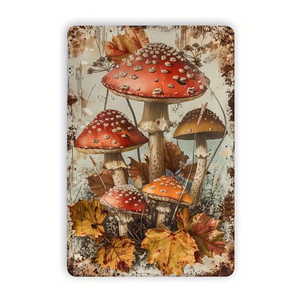 Deko-Metallschild Herbst - Fliegenpilze