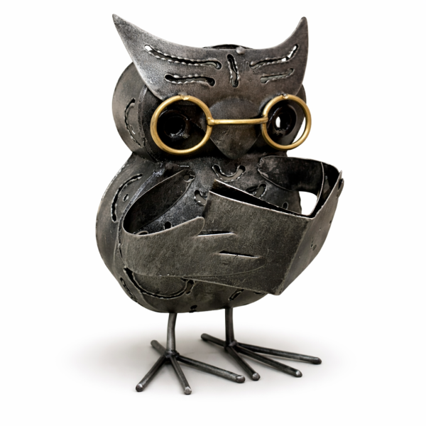 Dekofigur Leseeule, Metall