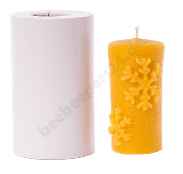 Kerzen-Gießform Zylinder mit Schneeflocken