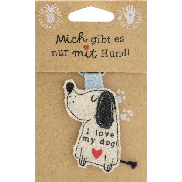 Schlüsselanhänger aus Ananas-Fasern »I love my Dog«