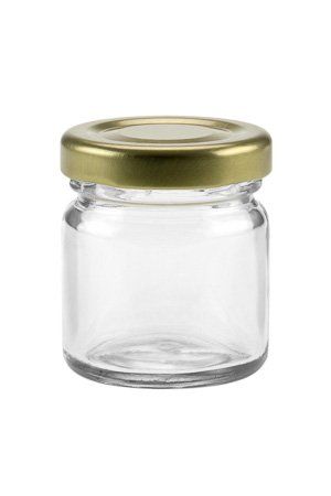 Rundglas 37 ml mit Deckel gold