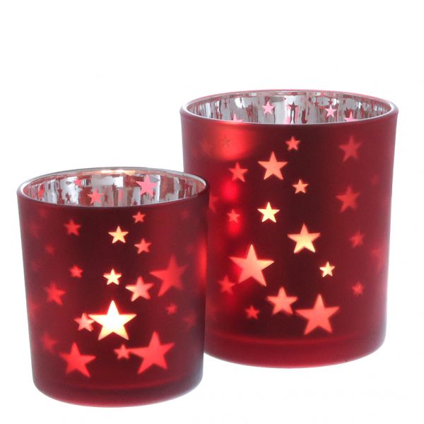Teelichtglas "Stern", rot