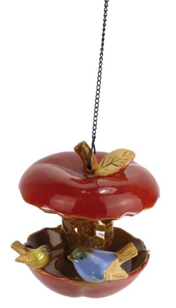 Vogeltränke Apfel – Keramik – zum Aufhängen – 18 cm