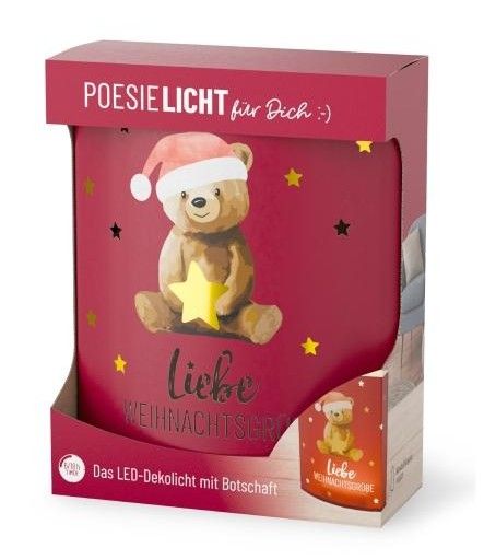Poesielicht Happy Xmas - Bär "Liebe Weihnachtsgrüße"