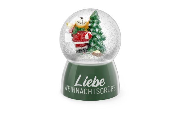 Glitzerkugel Elch groß - "Liebe Weihnachtsgrüße"