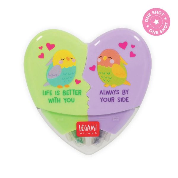 Legami 2-in-1-Textmarker - Heartlighter - Love Birds