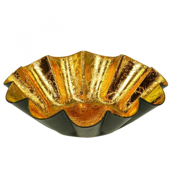 Kerzenteller Metall, Deko-Backform, schwarz-gold, Ø 10 cm