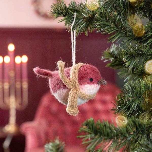 Filz-Anhänger Vögelchen, rot