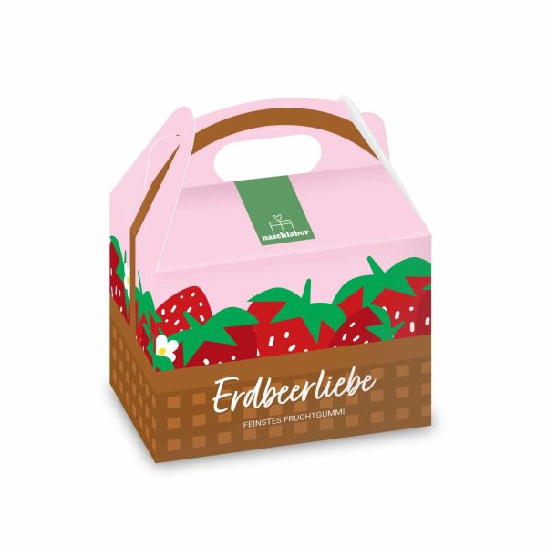 Fruchtgummis Erdbeerliebe im Erdbeerkörbchen, 70 g