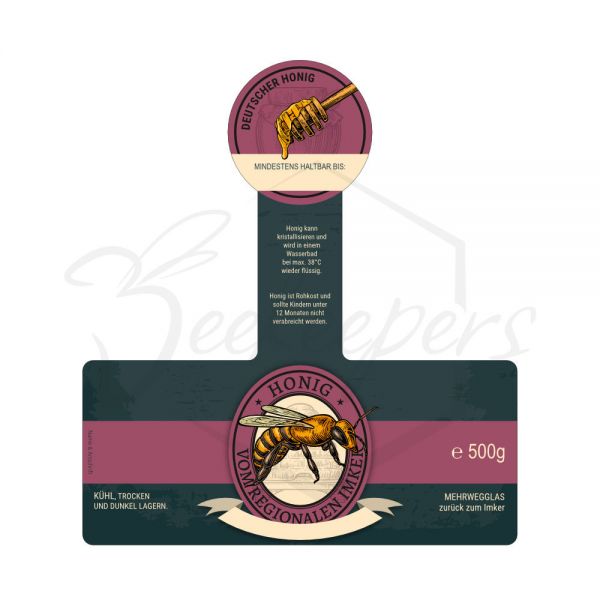 Honig-Etikett "Golden Queen", mit Steg, selbstklebend, 500 g, 100 Stück