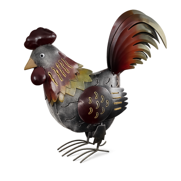 Deko-Hahn Metall, silber-bunt, 30 cm