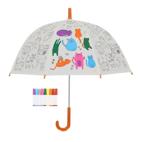 Ausmalregenschirm "Katzen" - Kinder Regenschirm zum Ausmalen