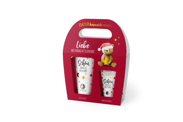 Naturkosmetik-Set Happy Xmas "Bär" - Duschgel & Handcreme