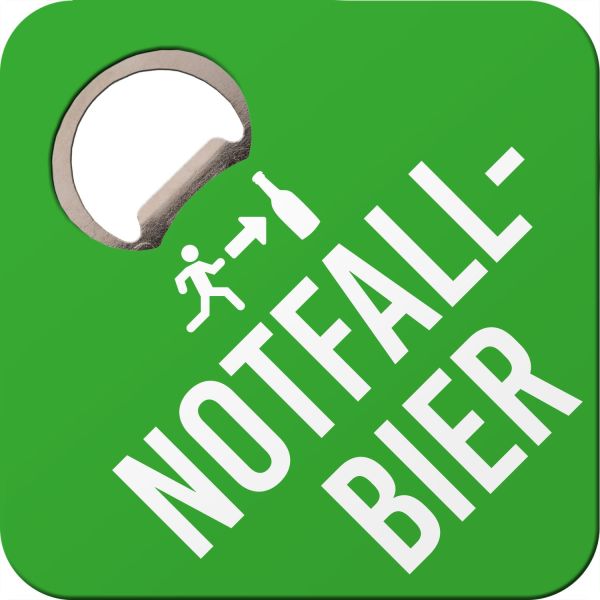 Untersetzer mit Flaschenöffner "Notfall-Bier"
