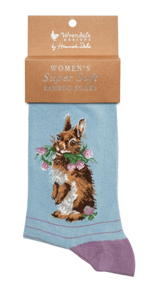 Wrendale Damen-Socken "Head Clover Heels" Häschen, Gr. 37-42