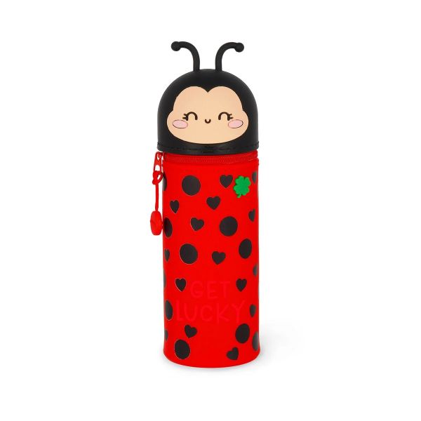 Legami 2-in-1-Federmäppchen aus weichem Silikon - Kawaii - Marienkäfer - Ladybug