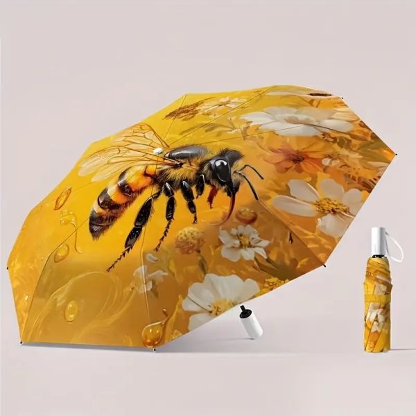 Automatik-Regenschirm mit Bienenmotiv