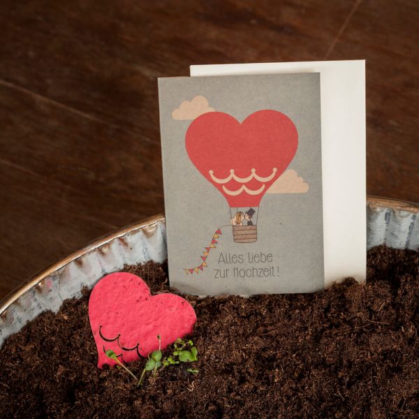 Grußkarte mit Blumensamen "Alles Liebe zur Hochzeit"