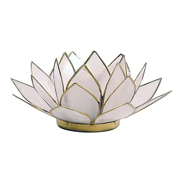 Lotus Teelichthalter natur goldfarbig