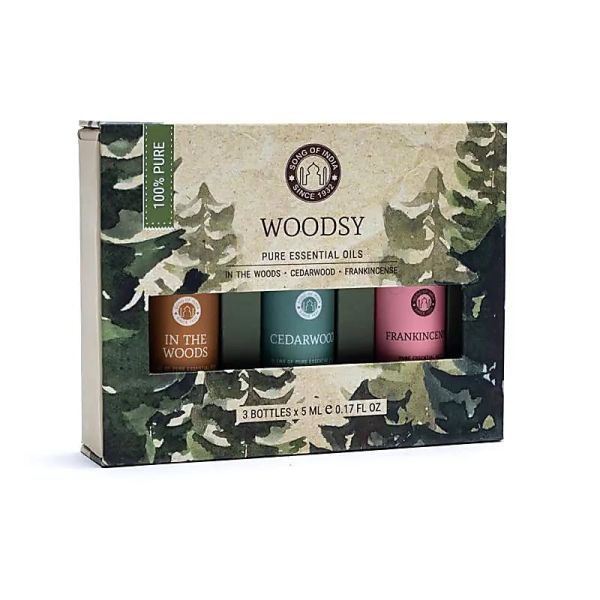 Woodsy Aromatherapie - Ätherisches Öl Set, 3 x 5 ml