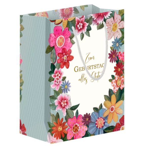 Geschenktüte Blumen, mittel - Zum Geburtstags alles Gute