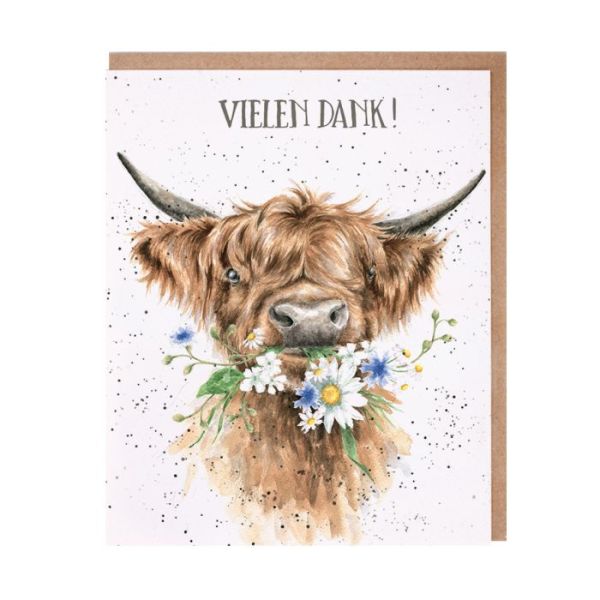 Wrendale Klappkarte Highland Rind "Vielen Dank"