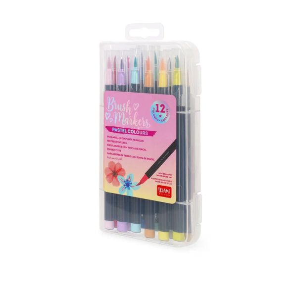 Legami Set mit 12 Pinselstiften - Brush Markers - Pastellfarben