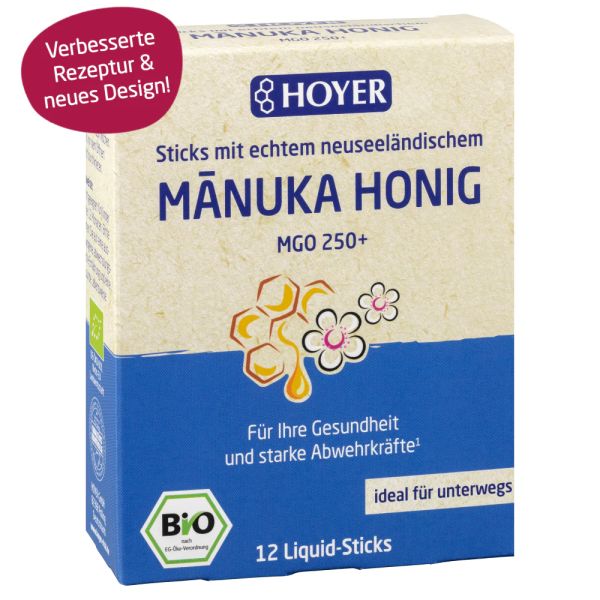 Bio Manukahonig Liquid-Sticks MGO 250+, 12 Stück