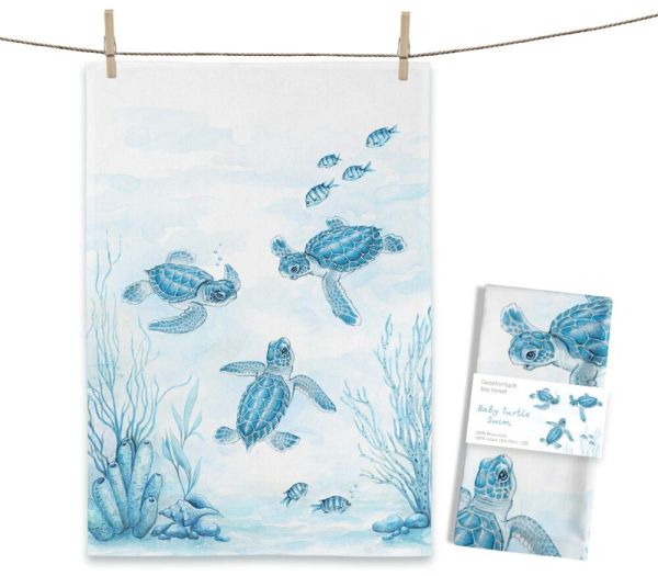 MALUU Geschirrtuch Baby Turtle Swim