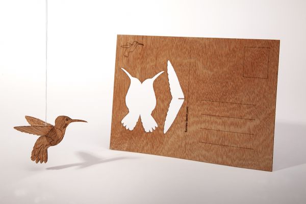 Holzpostkarte Kolibri
