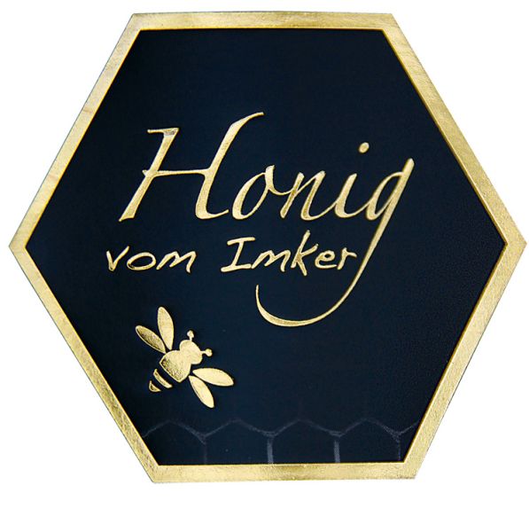 Honig-Etikett Sechseckform mit Goldprägung, 500 g, 100 Stück
