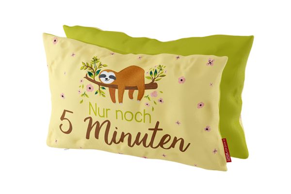 Kissen Faultier "Nur noch 5 Minuten", 25 x 40 cm