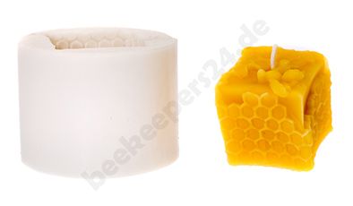 Kerzen-Gießform Kubus mit Biene & Wabe