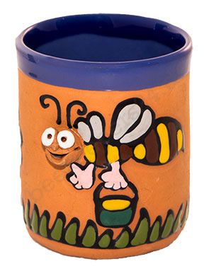 Keramik-Becher mit Henkel, Motiv Biene