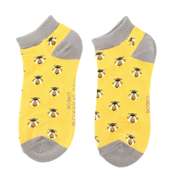 Bambus-Socken Sneaker mit Bienenmotiv, gelb, Gr. 37-41