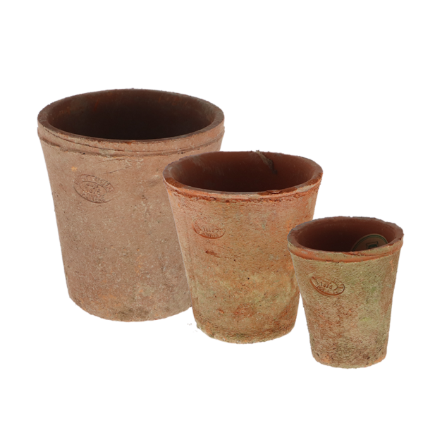 Aged Terracotta 3-er Topfset rund