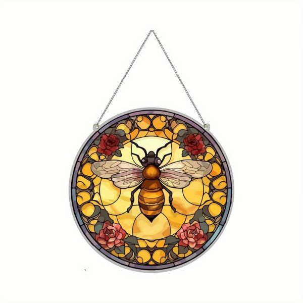 Fensterbild Biene rund, gelb, ⌀ 15 cm