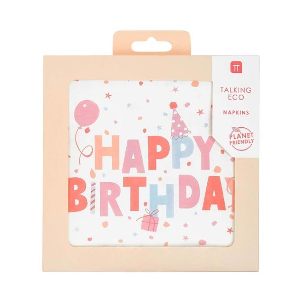 Papierservietten "Happy Birthday", plastikfrei verpackt