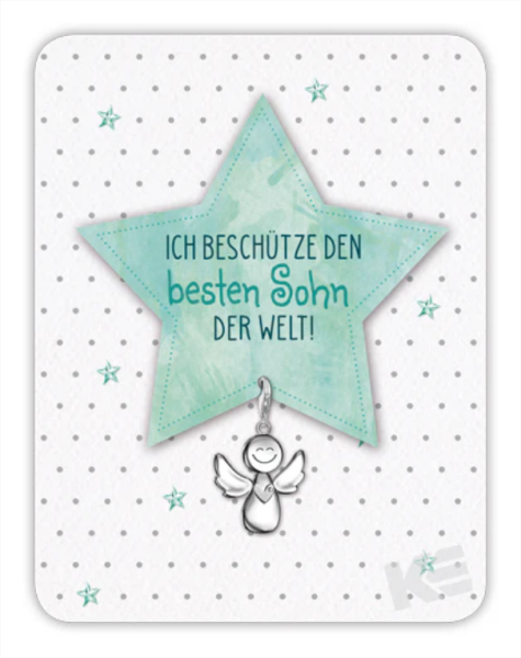 Kärtchen mit Anhänger - Ich beschütze den besten Sohn der Welt !
