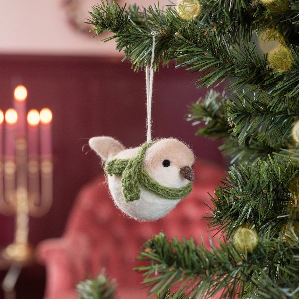 Filz-Anhänger Vögelchen, cremefarben