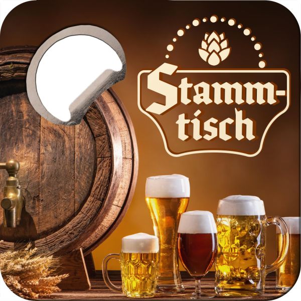 Untersetzer mit Flaschenöffner "Stammtisch"