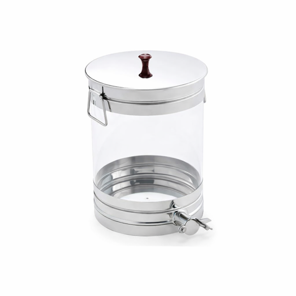 Honig-Abfülleimer 35 kg Plexiglas, Auflagedeckel, Edelstahlquetschhahn