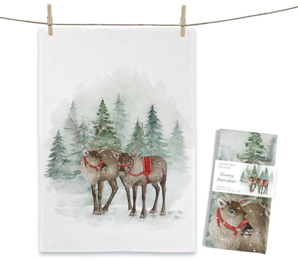 MALUU Geschirrtuch Snowy Reindeer