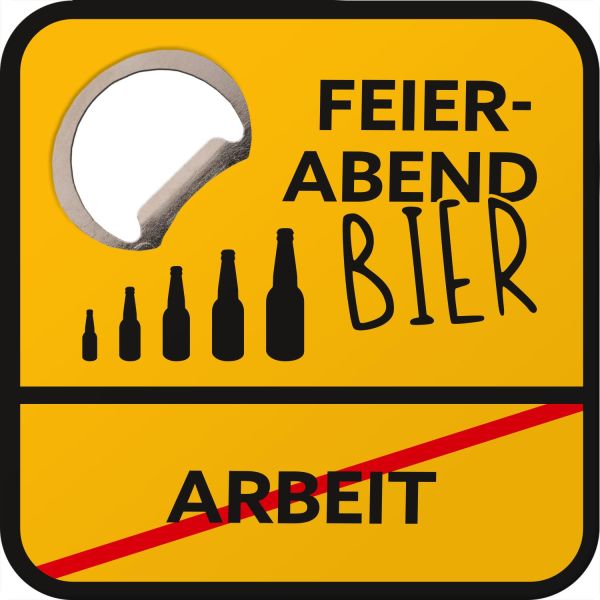 Untersetzer mit Flaschenöffner "Feierabendbier"