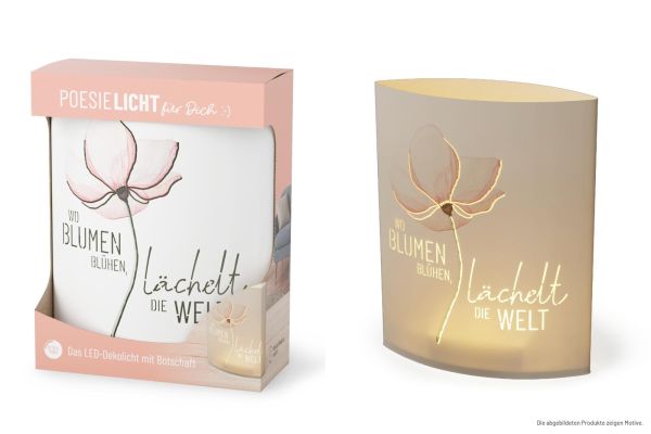 Poesielicht "Wo Blumen blühen, lächelt die Welt"