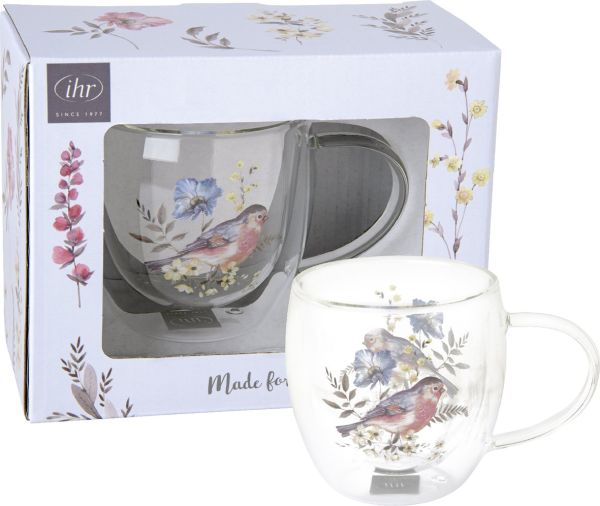 Teeglas "Softly Faded Birds", doppelwandig