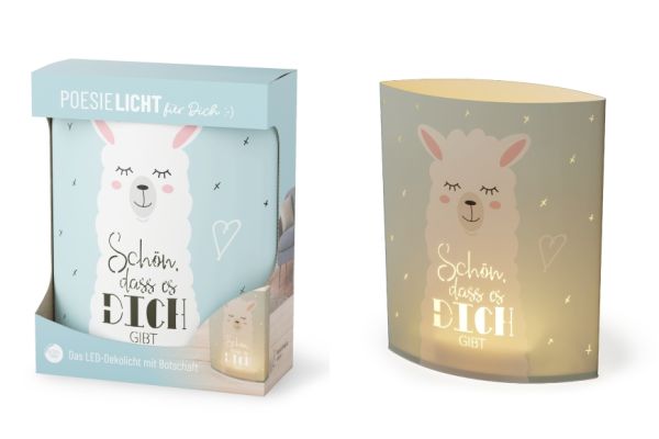 Poesielicht Lama "Schön, dass es dich gibt"