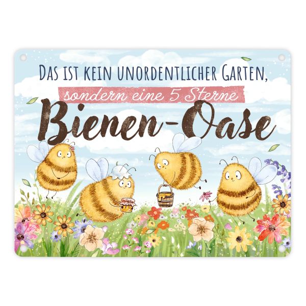 Metallschild "Bienen-Oase", 15 x 20 cm