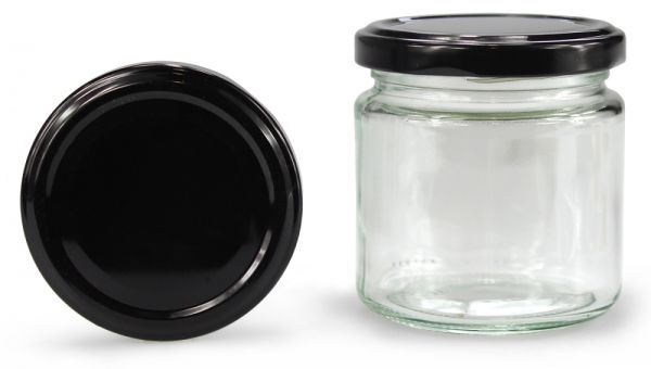 Rundglas 250g mit Deckel schwarz